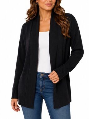 Premise Black Open-Front Ribbed open front Cardigan Sweater SZ MD